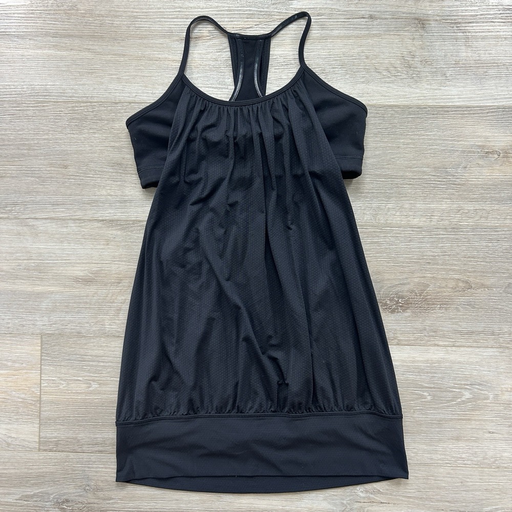 Lululemon Size 8‎ Black Round Neck Racerback Built In Bra Athletic Tank Top